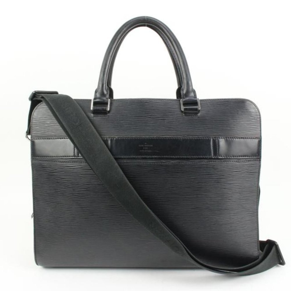 Louis Vuitton Black Epi Leather Noir Basano Messenger 2way Attache 45lk15 - Picture 1 of 12